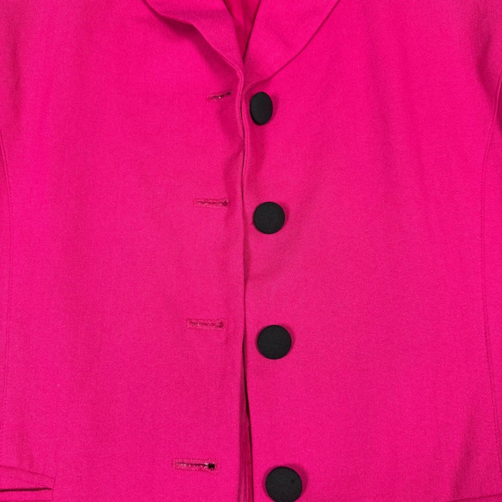 Vintage GIANNI SPORT Womens Blazer Jacket Hot Pink Black Collar Cuffs Size 14 - Picture 4 of 8